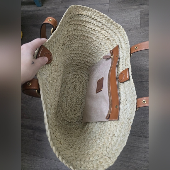 Coach Structured Straw Large Basket Tote Natural/Burnished Amber Cottagecore - Picture 8 of 15